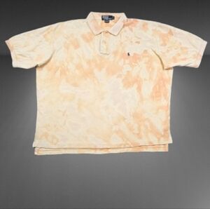 Polo Ralph Lauren Mens XL Peach Orange Tie-Dye Polo Shirt